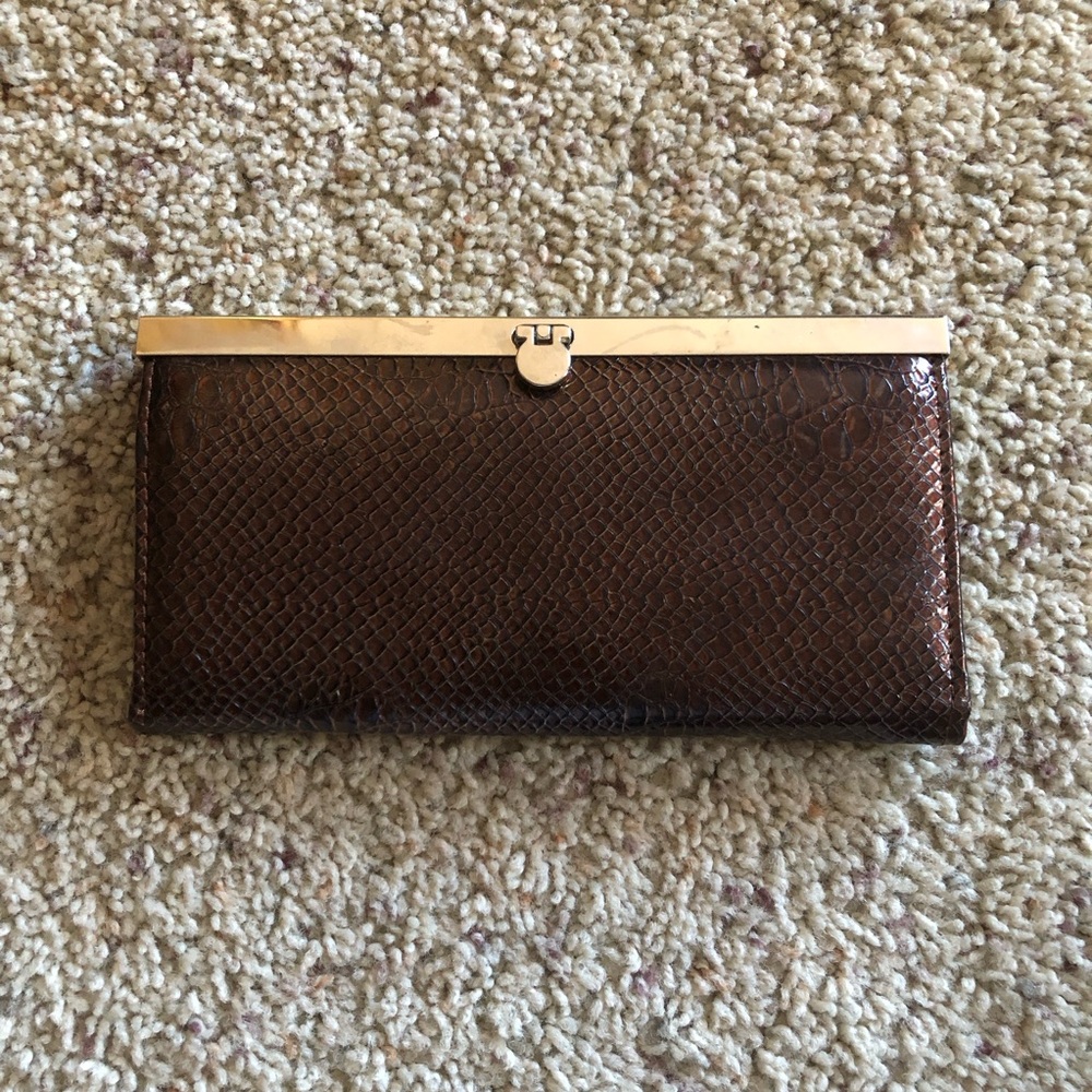 Faux Snakeskin Latch Wallet